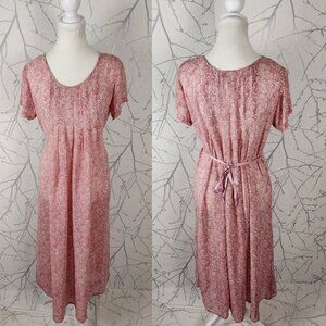 April Cornell Pink Paisley Printed Empire Waist Midi Prairie Dress